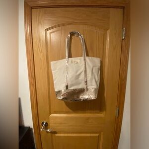Victoria’s Secret White & Gold Sparkle Canvas Tote Perfect for A Bride To Be
